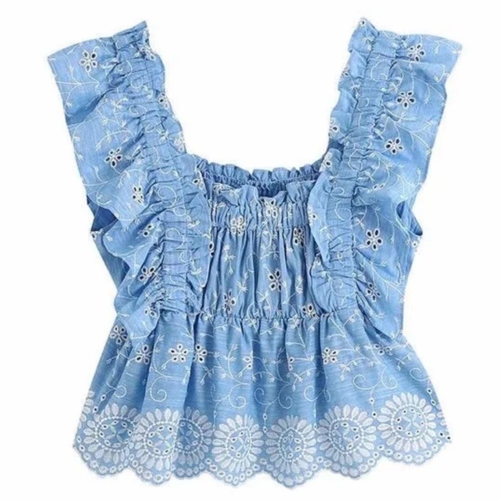 Zara Blue and White Top